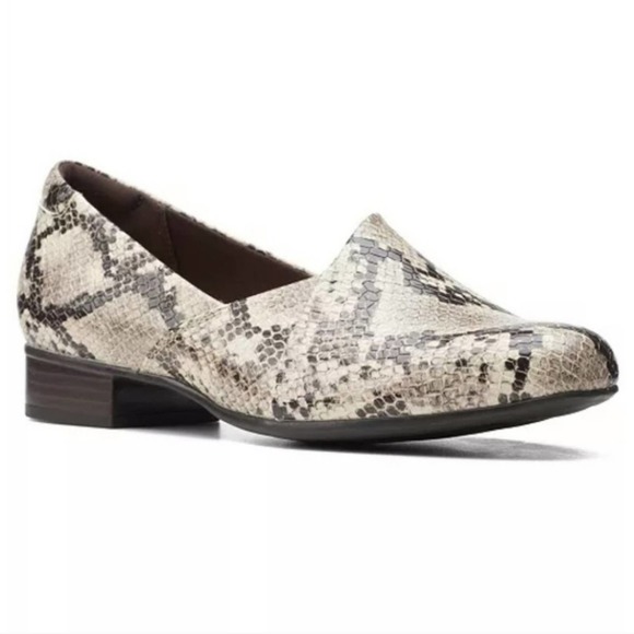 Clarks Collection Juliet Palm Taupe Snake Print Loafers - Picture 1 of 9